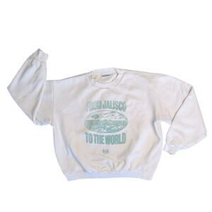 CHERRY LOS ANGELES x 818 TEQUILA Cream Crewneck Sweatshirt with Teal Print
